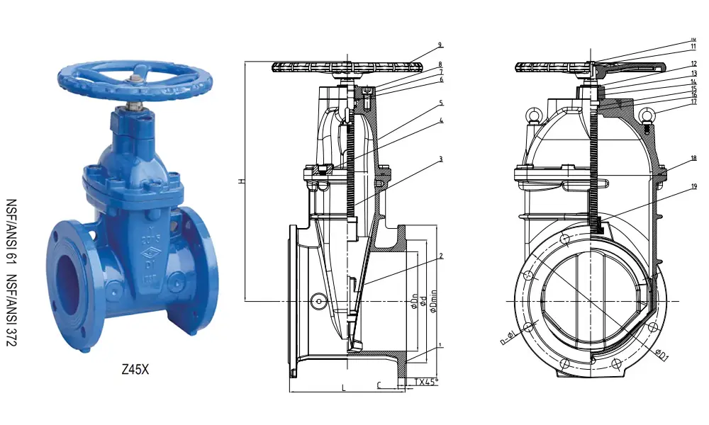 AS 2638.2 Flanged Resilient NRS Gate Valve